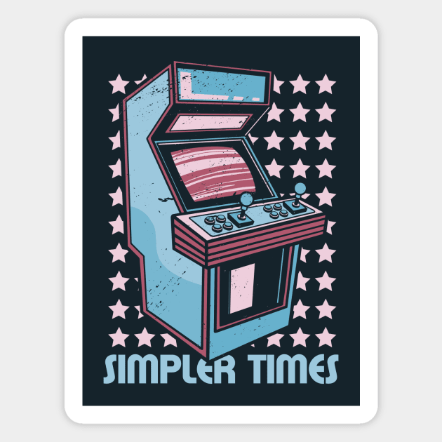 Retro Arcade Machine Simpler Times // Vintage Gamer Cartoon Magnet by SLAG_Creative